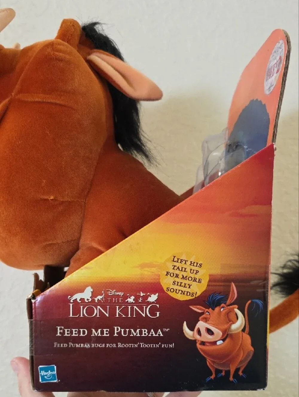 VTG 2002 Disney The Lion King Feed Me Pumbaa Talking Plush Toy Hasbro